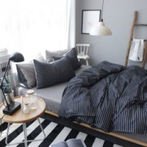 Комплект постельного белья Наша Швейка Бязь Темная полоска с серым Полуторный 150 х 215 см