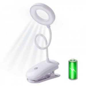 Настольная ЛЕД лампа на прищепке кольцевая с аккумулятором 2000 mAh Clip Lamp белая (CL-18544)