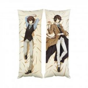 Подушка обнимашка дакимакура Бродячие Псы Дадзая Осам двухсторонняя 40х100 см со съемной наволочкой (dak1005)