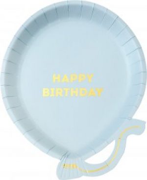 Набор одноразовых тарелок Talking Tables в форме шарика Happy Birthday Голубых 12 шт (BDAY-PLATE-BALL-B) (5052715089004)