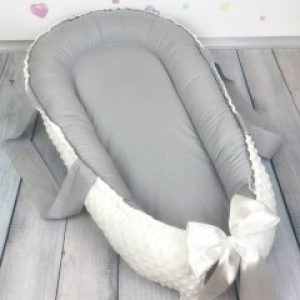 Кокон для новорожденного с кокосовым матрасиком и ручками Oh My Kids "Gray-white"