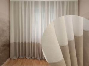 Плотная тюль-штора Декор-Ин с мережкой Молочная с кофейным низом 255x400 см (Vi 200392)