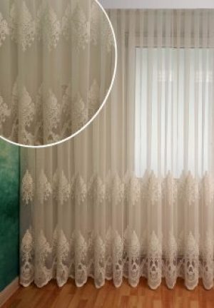 Тюль с купоном Декор-Ин Индиана Белая с вышивкой на бамбуке 245х500 (Vi 200550) (ROZ6400052009)