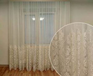 Тюль с купоном Декор-Ин Королевская лилия Молочная с вышивкой 245х400 (Vi 200450) (ROZ6400052029)