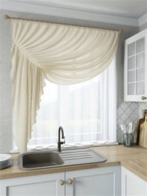 Тюль вуаль для кухни Jolie maison Шифон левая 280х170 см Шампань