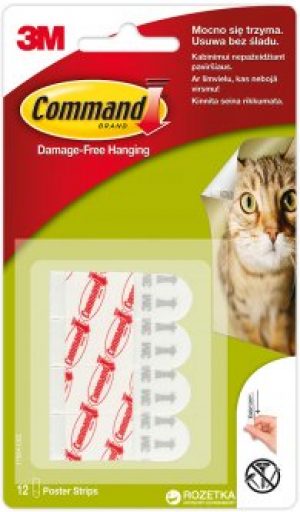 Клейкие полоски для плакатов 3M Command малые 0.45 кг 12 шт (17024)
