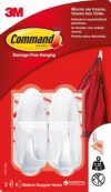 Дизайн крючок 3M Command средний 1.35 кг 2 крючка 4 полоски Белый (17081)
