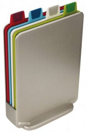 Набор Joseph Joseph Index Mini 4 разделочных доски 20.5x15 см + подставка Серебряная (60097)