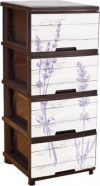 Комод пластиковый Алеана Лаванда 4 полки Темно-коричневый (123093-т.кор/Лаванда)