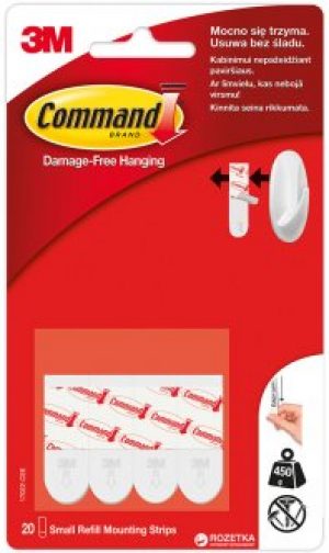 Клейкие полоски для крепления 3M Command малые 0.45 кг 20 шт (17022-CEE)
