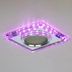 Точечный светильник со встроенной подсветкой (розовый + белый холодный цвет) под лампочку MR 16 D-7128WH+