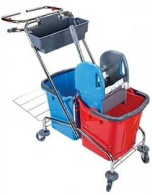 Тележка для уборки Uctem на 2 ведра с держателем под мусорный пакет CK759-T (18408000)