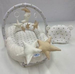 Кокон гнездышко для новорожденных Happy Luna Точки с держателем для игрушек и ортопедической подушкой 0182