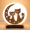 Соляной светильник EcoDecorLamp круглый маленький Коты на луне-2