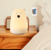 Детский силиконовый ночник 3DTOYSLAMP Мишка белый с пультом ДУ