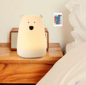 Детский силиконовый ночник 3DTOYSLAMP Мишка белый с пультом ДУ