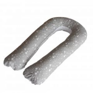 Подушка для беременных Bayushka Двухсторонняя Звезды серые с белым со съемной наволочкой