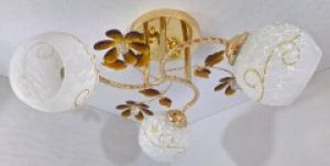 Люстра потолочная на 3 лампочки (22х46х46 см.) Золото YR-4106/3-brown