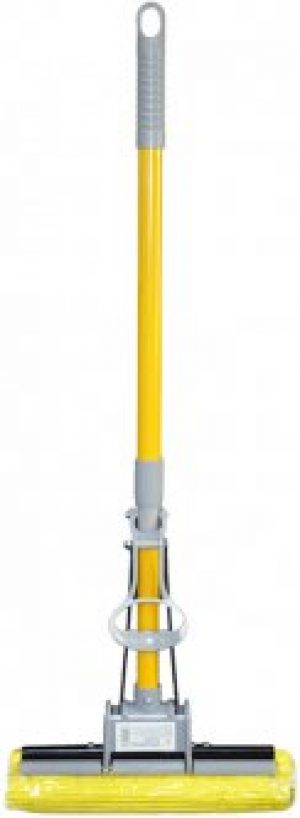 Швабра с отжимом Мій Дім Soft с мягкой губкой Серо-желтая (SMD09922/Grey)