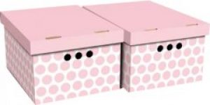 Набор картонных ящиков для хранения А4 Global-Pak 33x25x18см 2шт Розовый горох (0611.39glp)