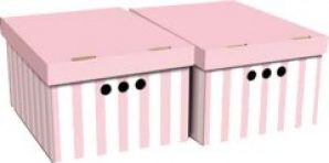 Набор картонных ящиков для хранения А4 Global-Pak 33x25x18см 2шт Розовые полосы (0611.35glp)