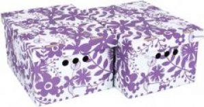 Набор картонных ящиков для хранения А4 Global-Pak 33x25x18см 2шт Фиолетовые цветы (0611.12glp)