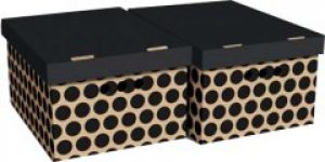 Набор картонных ящиков для хранения А4 Global-Pak 33x25x18см 2шт Черный горох (0611.40glp)