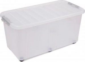 Ящик для хранения пластиковый Heidrun Clipbox на колесах 80х40 h40 см 100 л Прозрачный (1617_прозрачный)