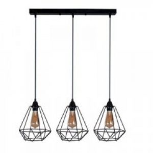 Люстра подвесная Рубин маленький тройной черного цвета в стиле Лофт