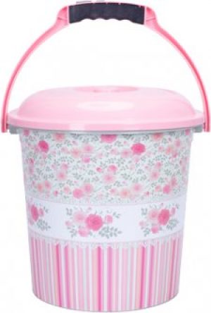 Ведро с крышкой Violet House Pink Rose 10 л 28х30х30 см Розовое (0205 №3 PINK ROSE с/кр.10 л)