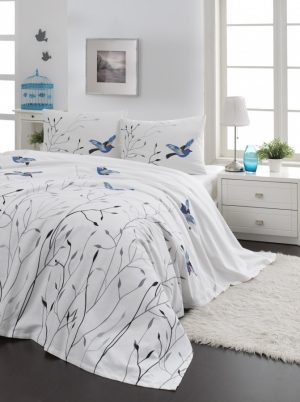 Покрывало-пике Lotus Home Perfect Birds Голубое 160х235 (svt-2000022271325)