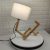 Настольная лампа-светильник «Деревянный человечек» DrevoGoods Loft (Лофт) со штативом для освещения рабочего стола, цоколь E27, дерево: Ольха + абажур из льна (176LSW)